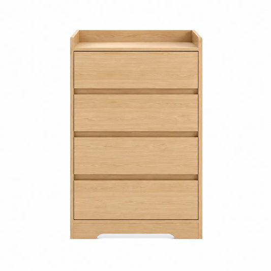 Cassettiera in MDF impiallacciato rovere chiaro 4 cassetti con ripiano superiore aperto struttura rettangolare 80 cm x 40 cm x 95 cm