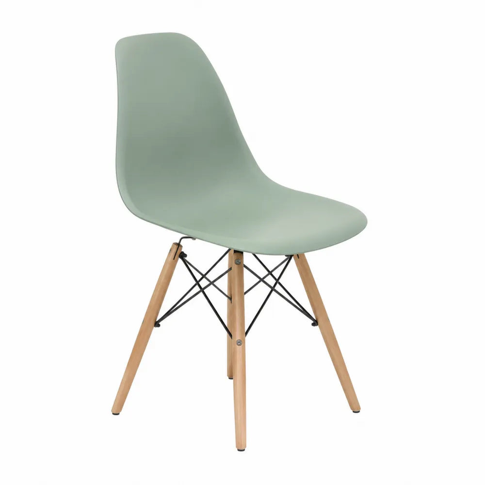 Sedia da pranzo 48 x 52 x 82 cm scocca in polipropilene verde gambe in legno di faggio rinforzo in metallo nero design moderno