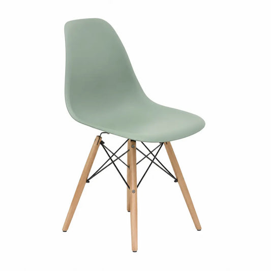 Sedia da pranzo 48 x 52 x 82 cm scocca in polipropilene verde gambe in legno di faggio rinforzo in metallo nero design moderno